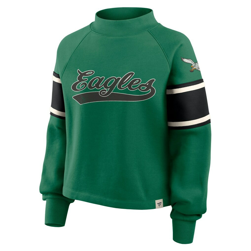 Philadelphia Eagles Oversized Hometown Toss Sweep Mock Neck Pullover - Kelly Green Pullover