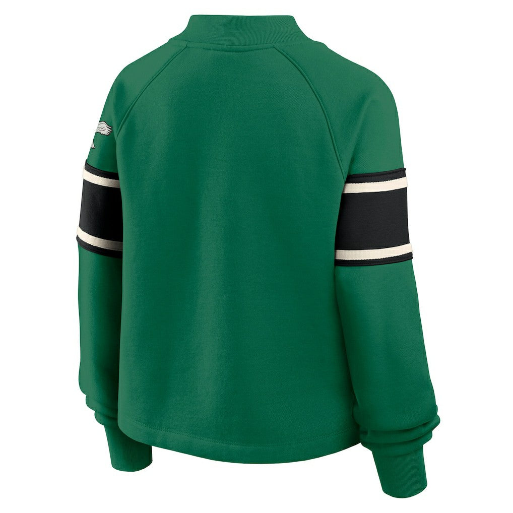 Philadelphia Eagles Oversized Hometown Toss Sweep Mock Neck Pullover - Kelly Green Pullover