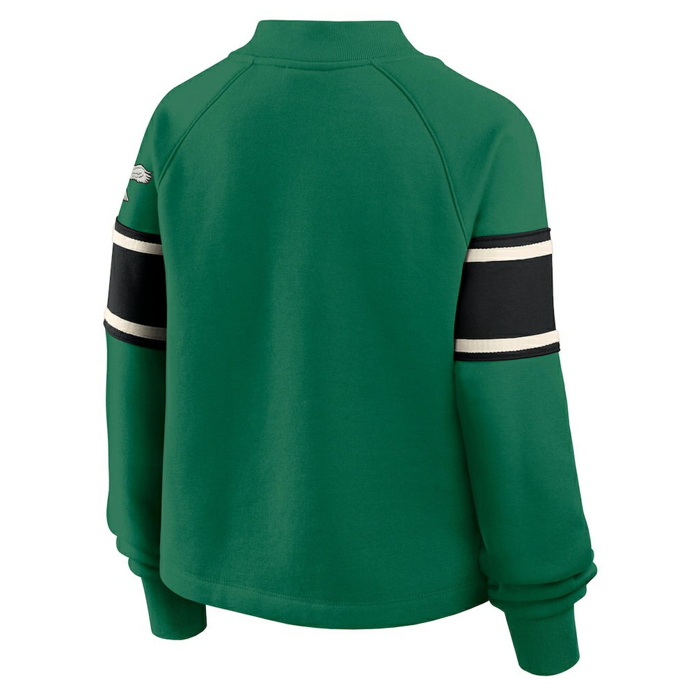 Philadelphia Eagles Oversized Hometown Toss Sweep Mock Neck Pullover - Kelly Green Pullover
