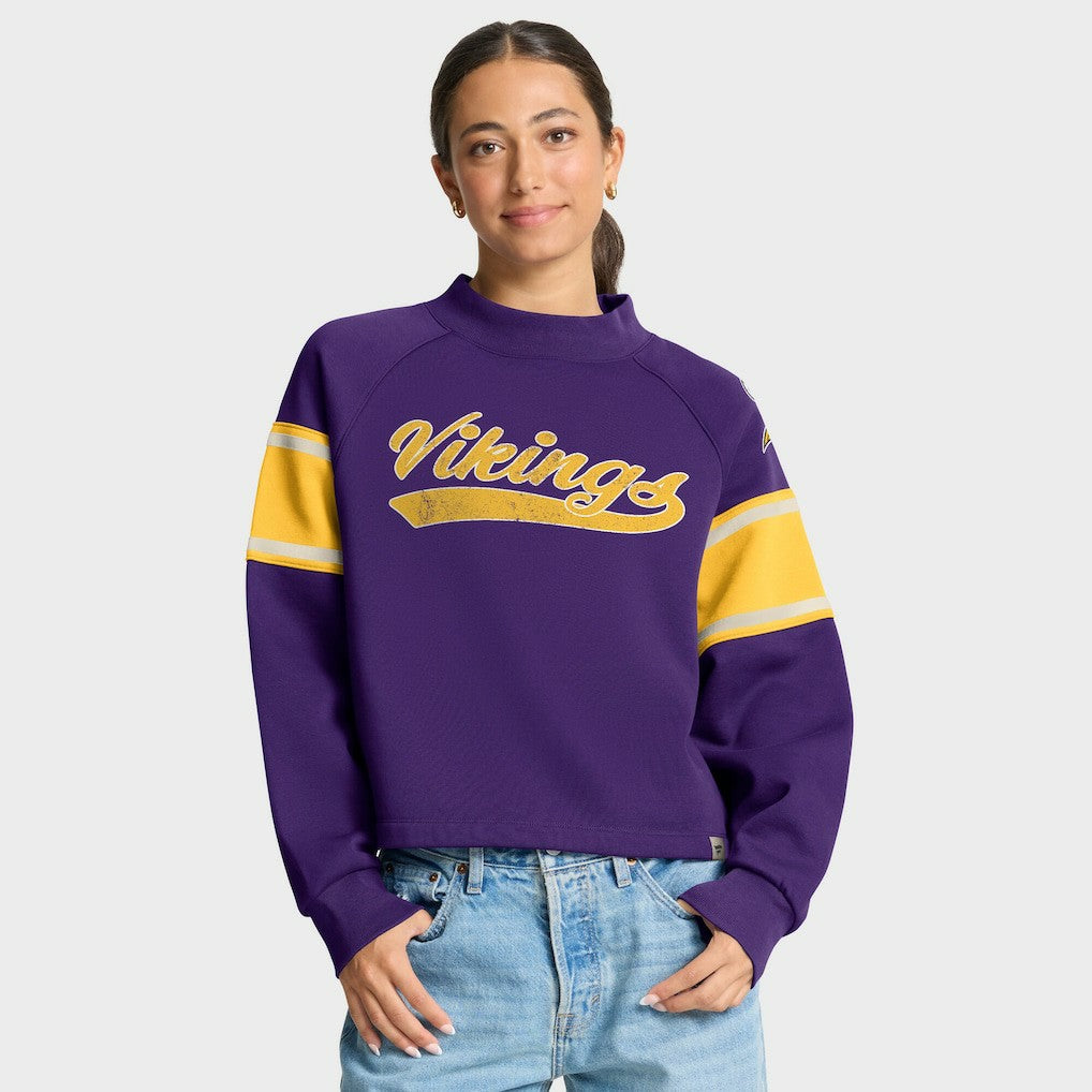 Minnesota Vikings Oversized Hometown Toss Sweep Mock Neck Pullover - Purple Pullover