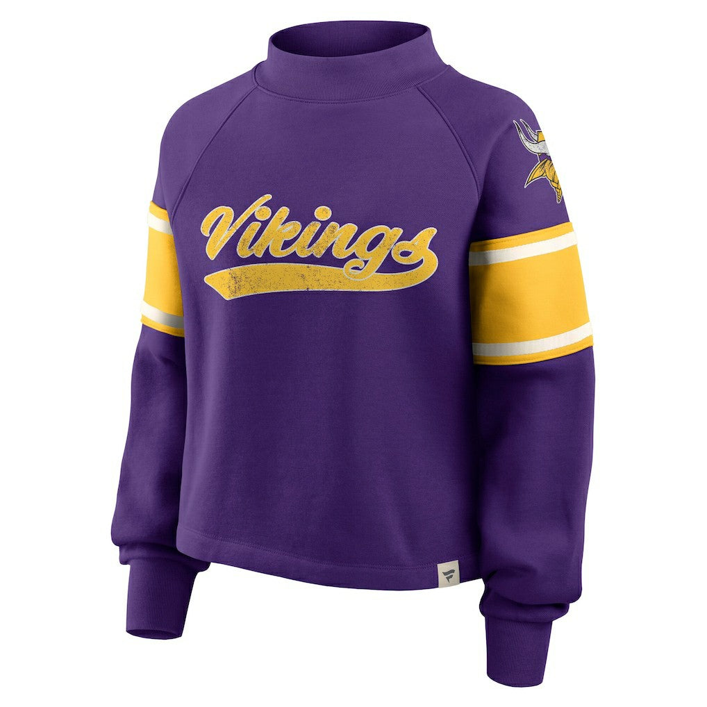 Minnesota Vikings Oversized Hometown Toss Sweep Mock Neck Pullover - Purple Pullover