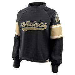New Orleans Saints Oversized Hometown Toss Sweep Mock Neck Pullover - Black Pullover