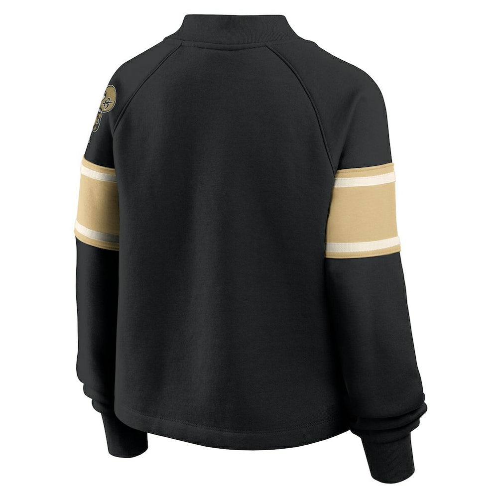 New Orleans Saints Oversized Hometown Toss Sweep Mock Neck Pullover - Black Pullover