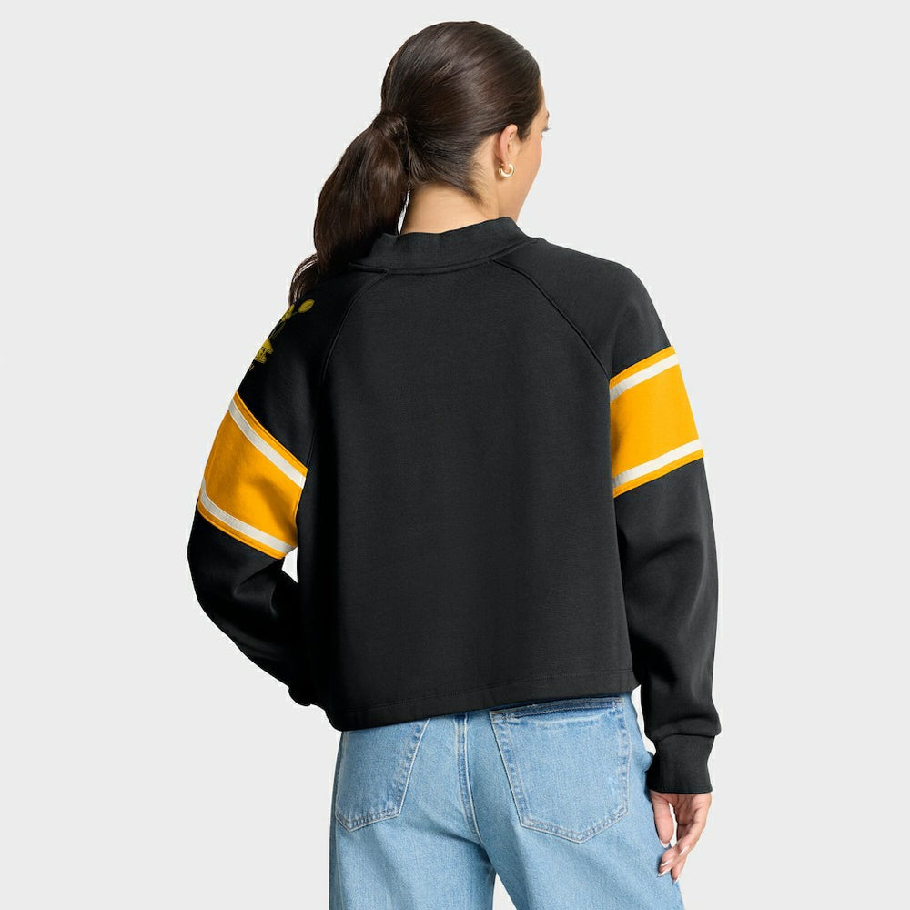 Pittsburgh Steelers Oversized Hometown Toss Sweep Mock Neck Pullover - Black Pullover