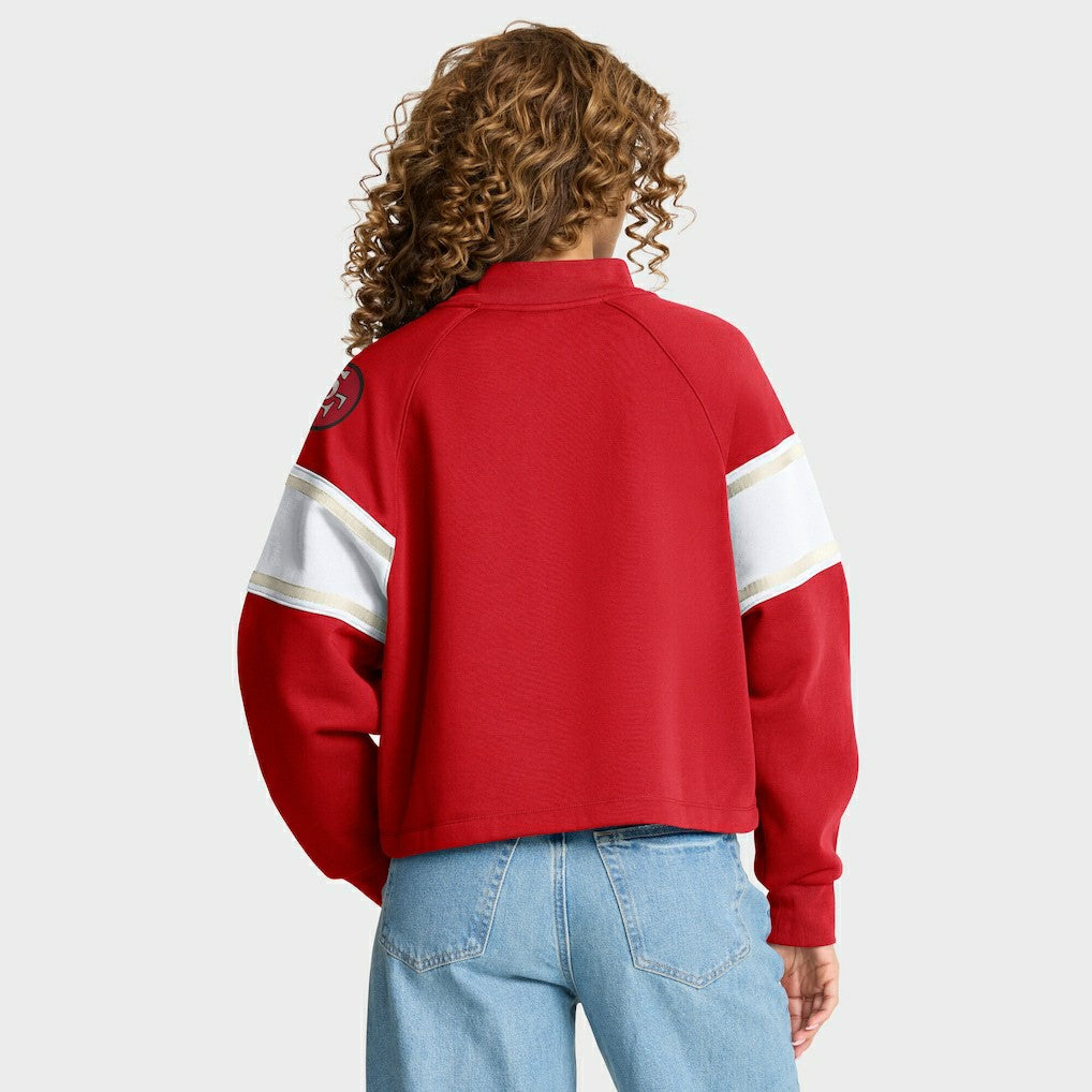 San Francisco 49ers Oversized Hometown Toss Sweep Mock Neck Pullover - Scarlet Pullover