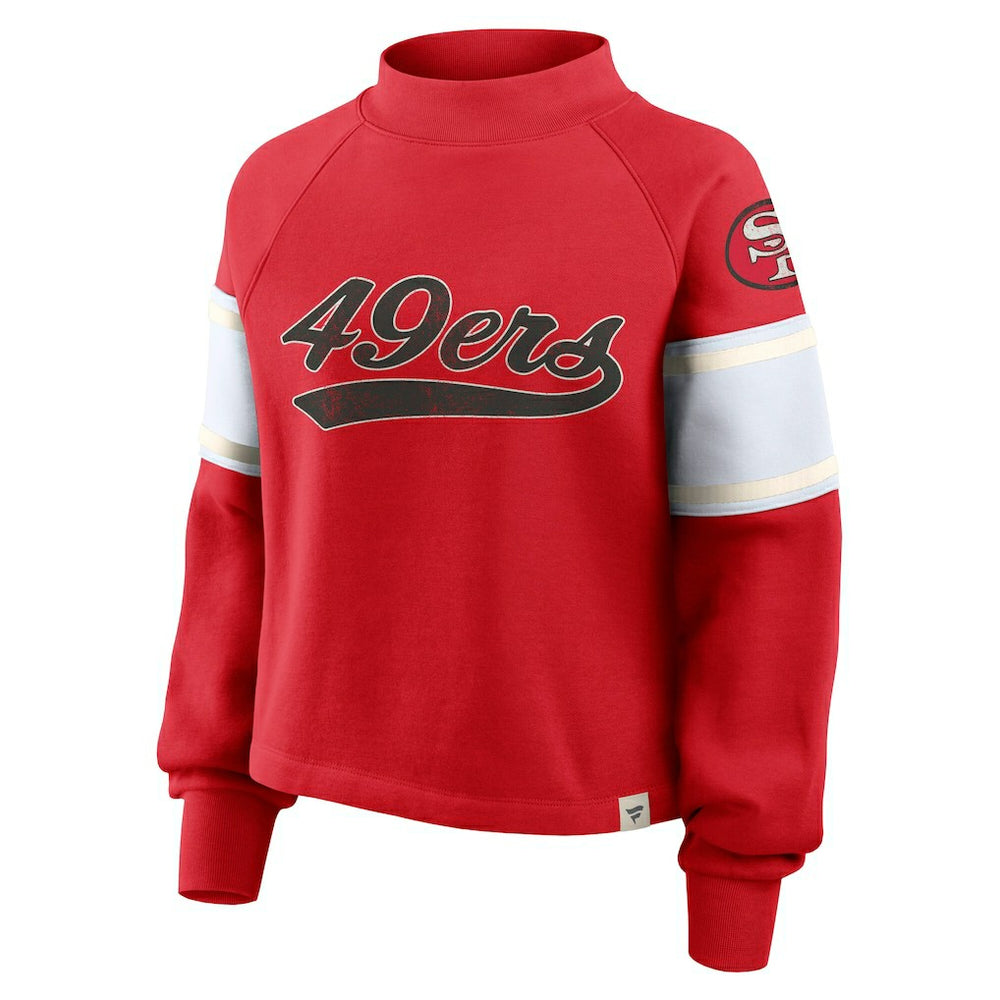 San Francisco 49ers Oversized Hometown Toss Sweep Mock Neck Pullover - Scarlet Pullover