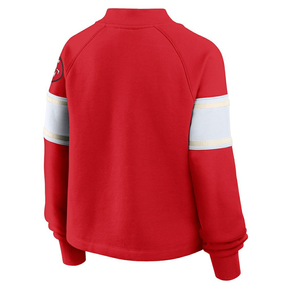 San Francisco 49ers Oversized Hometown Toss Sweep Mock Neck Pullover - Scarlet Pullover