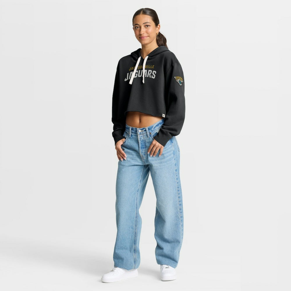 Jacksonville Jaguars Women's Oversized Hometown Heritage Cropped Hoodie - Black Hoodies