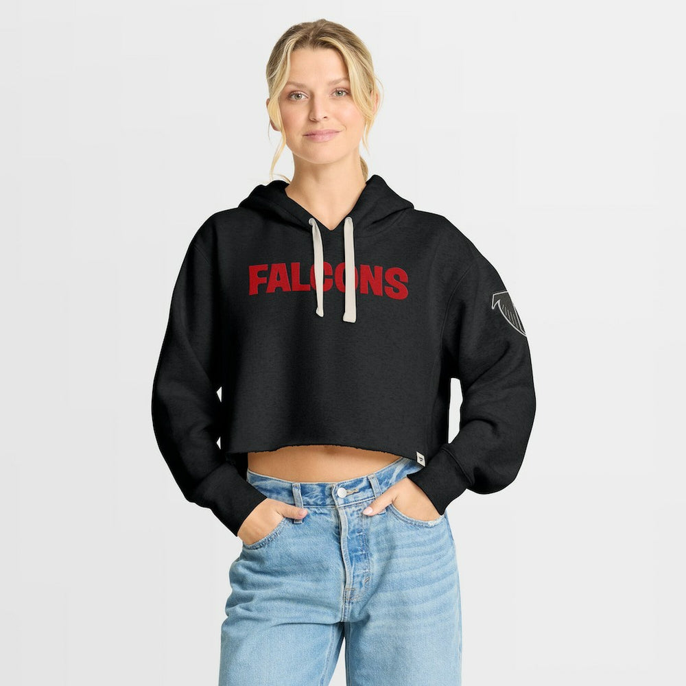 Atlanta Falcons Women's Oversized Hometown Heritage Cropped Hoodie - Black Hoodies