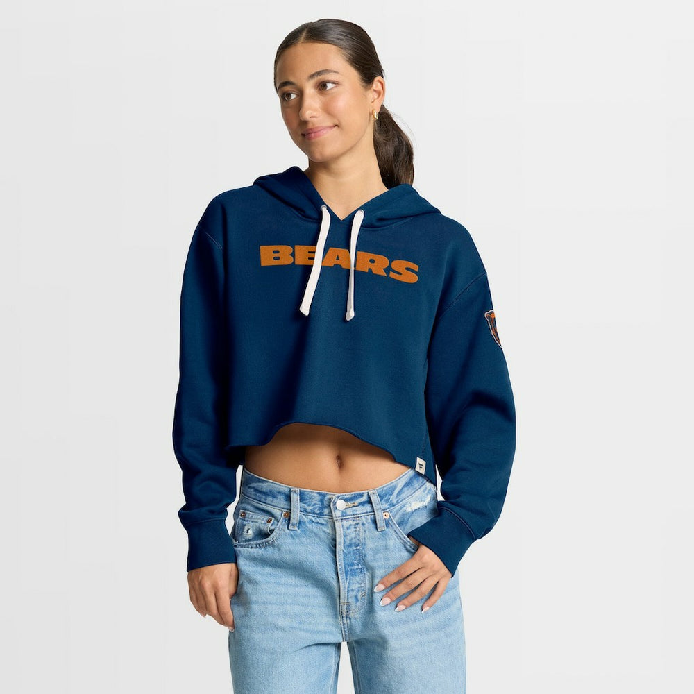 Chicago Bears Women's Oversized Hometown Heritage Cropped Hoodie - Navy Hoodies