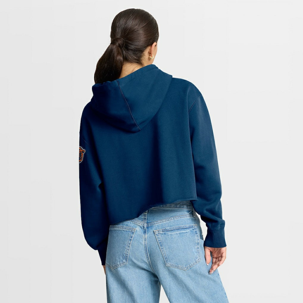 Chicago Bears Women's Oversized Hometown Heritage Cropped Hoodie - Navy Hoodies