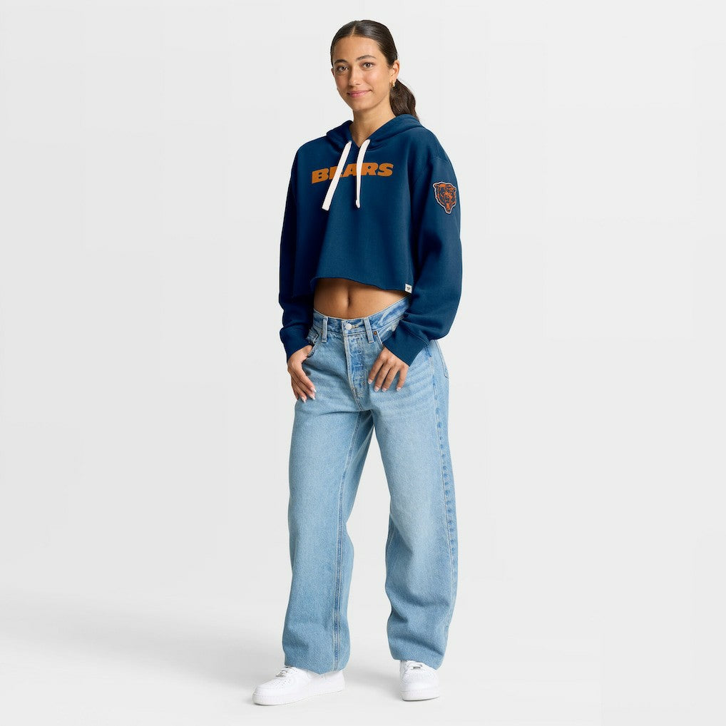 Chicago Bears Women's Oversized Hometown Heritage Cropped Hoodie - Navy Hoodies