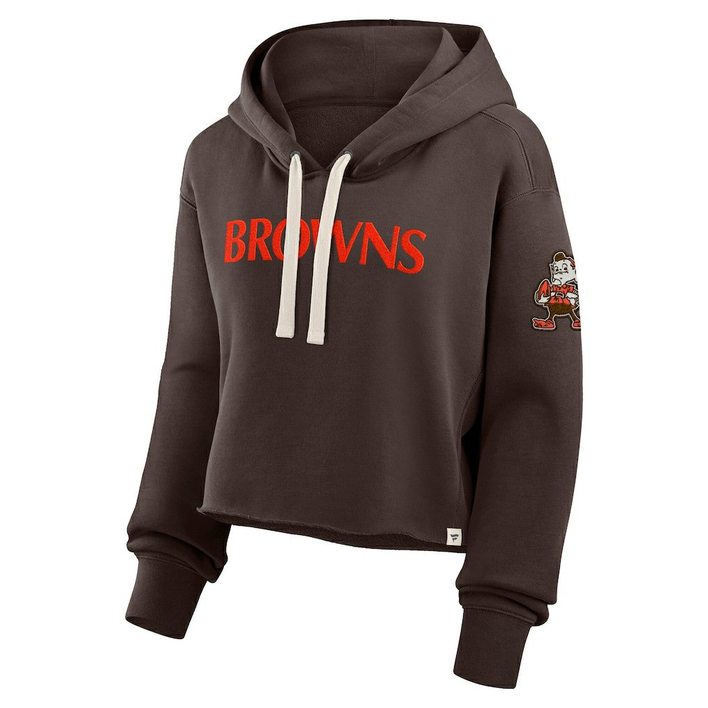 Cleveland Browns Women's Oversized Hometown Heritage Cropped Hoodie - Brown Hoodies