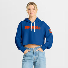 Denver Broncos Women's Oversized Hometown Heritage Cropped Hoodie - Royal Hoodies