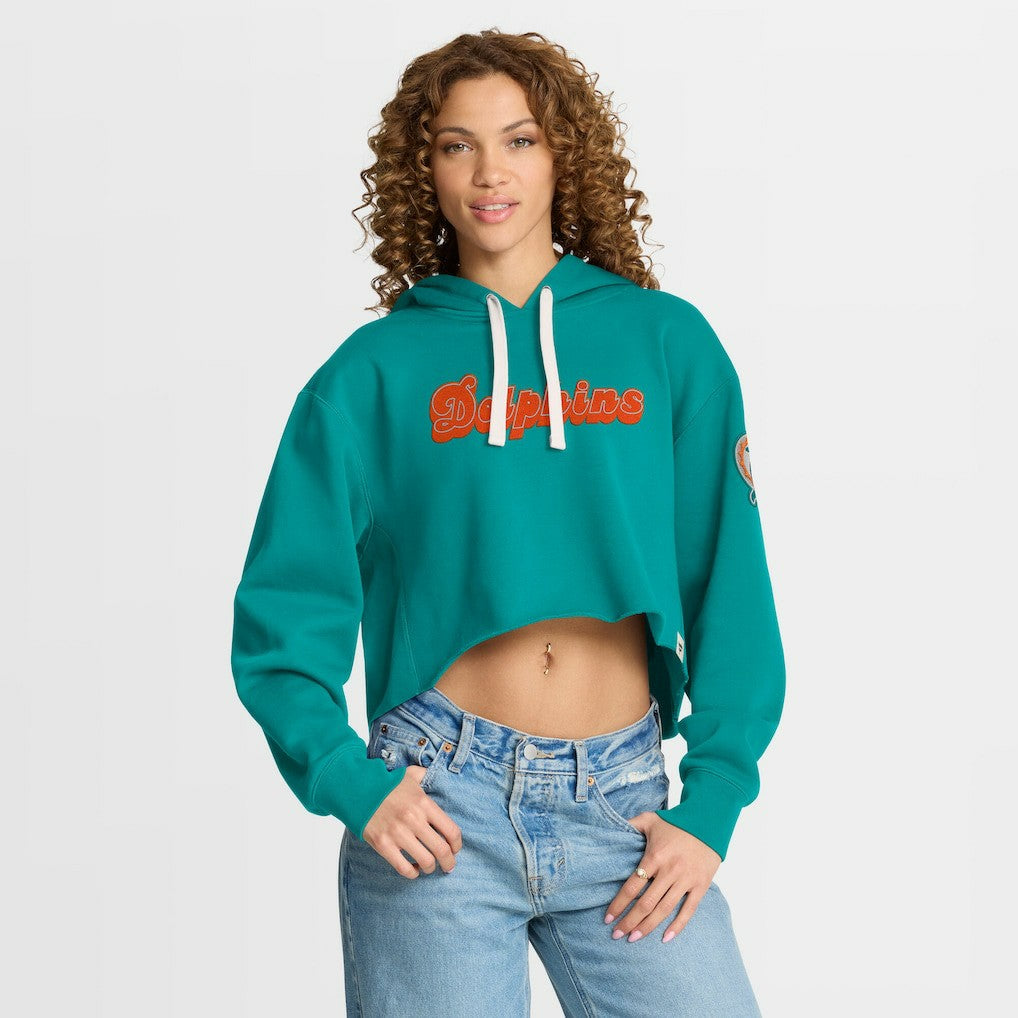 Miami Dolphins Women's Oversized Hometown Heritage Cropped Hoodie - Aqua Hoodies