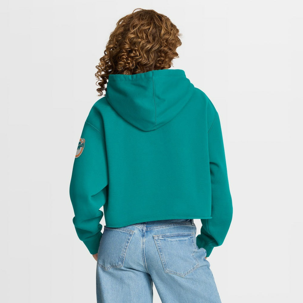 Miami Dolphins Women's Oversized Hometown Heritage Cropped Hoodie - Aqua Hoodies