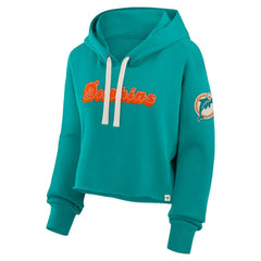 Miami Dolphins Women's Oversized Hometown Heritage Cropped Hoodie - Aqua Hoodies