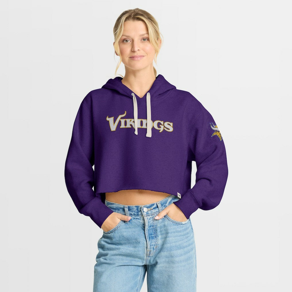 Minnesota Vikings Women's Oversized Hometown Heritage Cropped Hoodie - Purple Hoodies