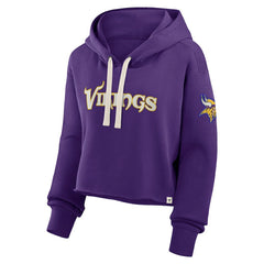 Minnesota Vikings Women's Oversized Hometown Heritage Cropped Hoodie - Purple Hoodies