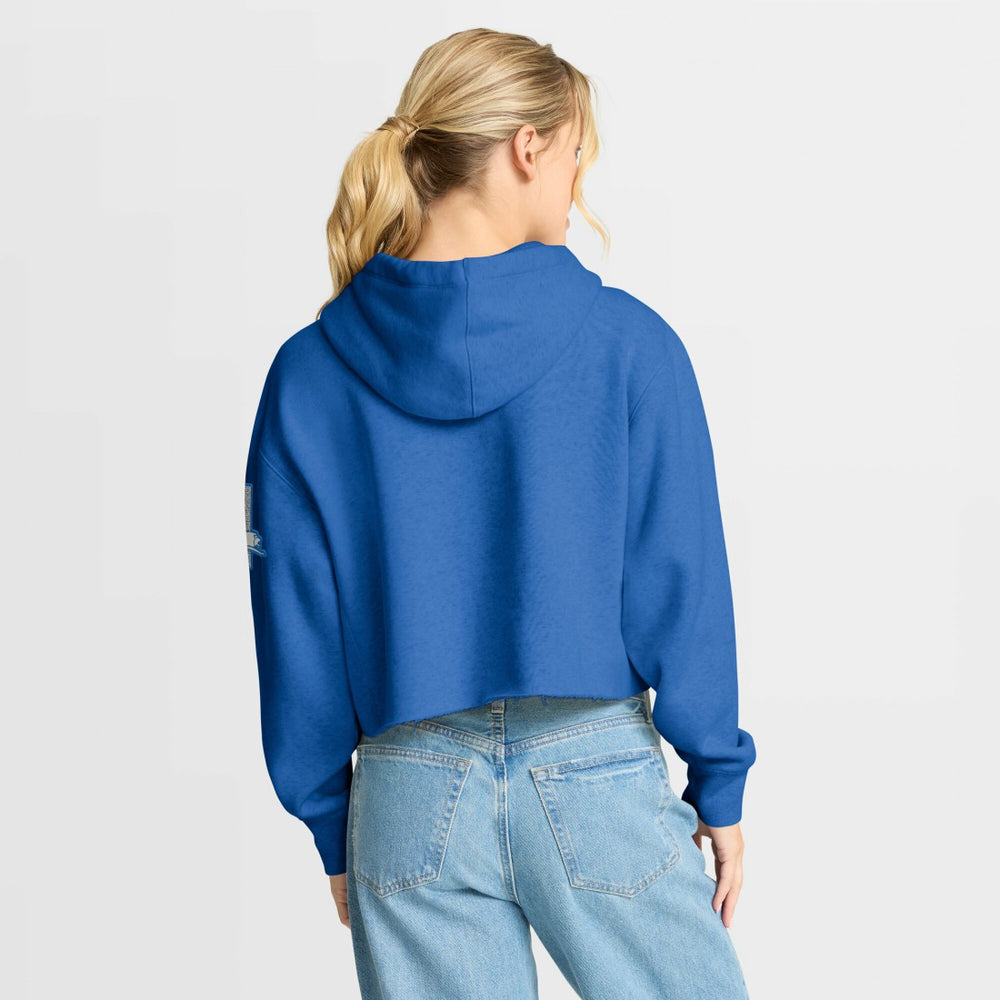 Detroit Lions Women's Oversized Hometown Heritage Cropped Hoodie - Blue Hoodies