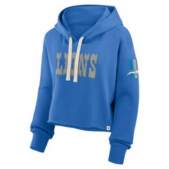 Detroit Lions Women's Oversized Hometown Heritage Cropped Hoodie - Blue Hoodies
