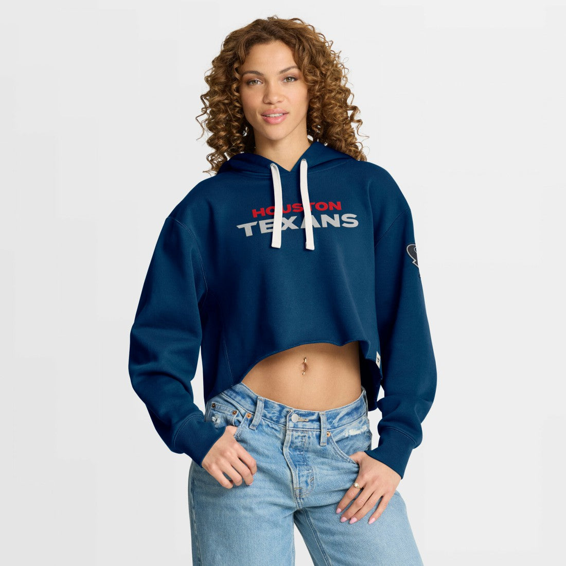 Houston Texans Women's Oversized Hometown Heritage Cropped Hoodie - Navy Hoodies