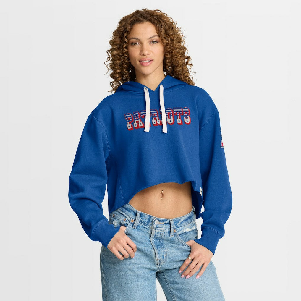 New England Patriots Women's Oversized Hometown Heritage Cropped Hoodie - Royal Hoodies