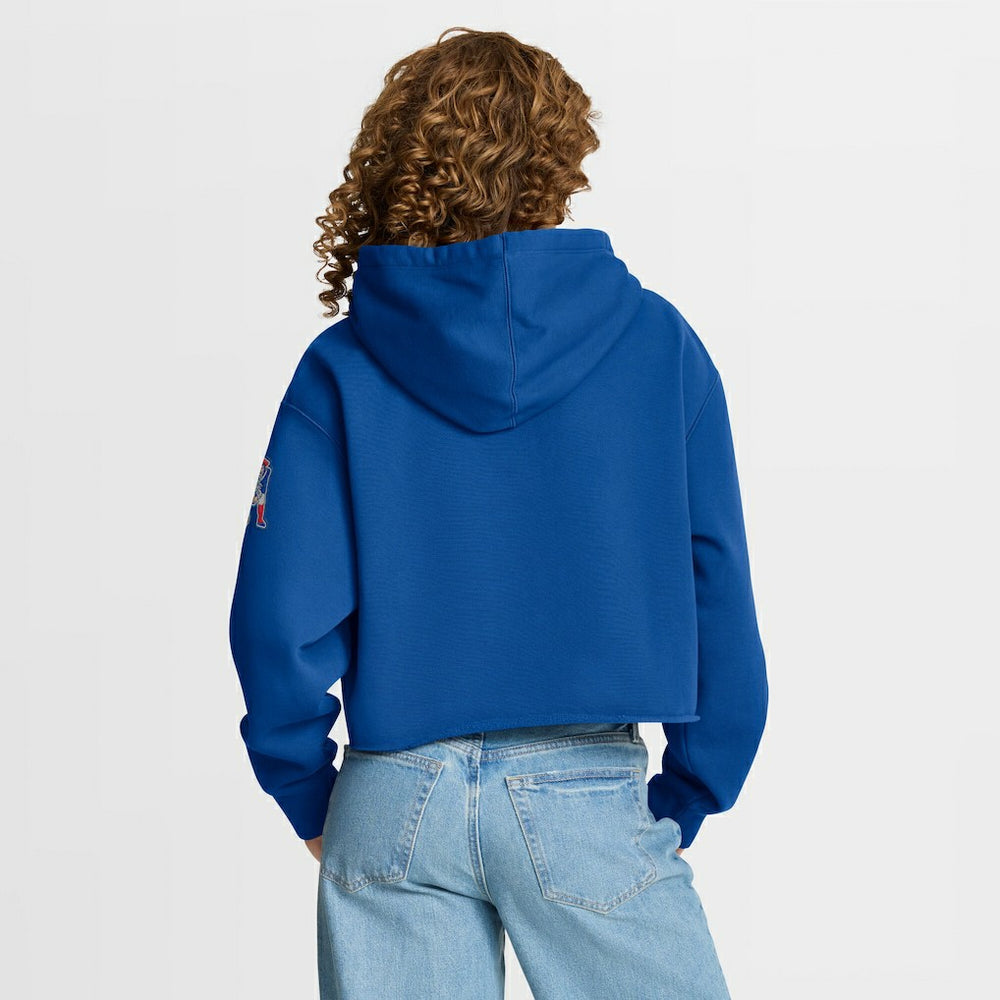 New England Patriots Women's Oversized Hometown Heritage Cropped Hoodie - Royal Hoodies