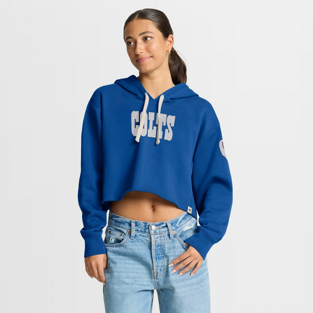 Indianapolis Colts Women's Oversized Hometown Heritage Cropped Hoodie - Royal Hoodies