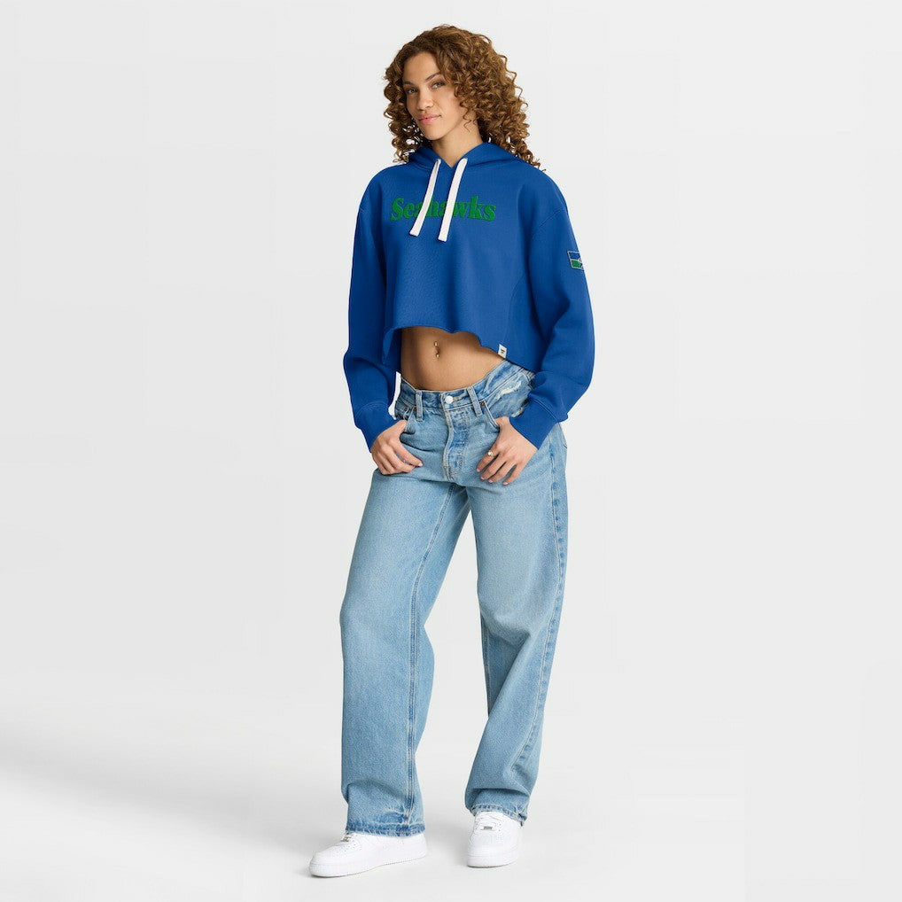 Seattle Seahawks Women's Oversized Hometown Heritage Cropped Hoodie - Royal Hoodies