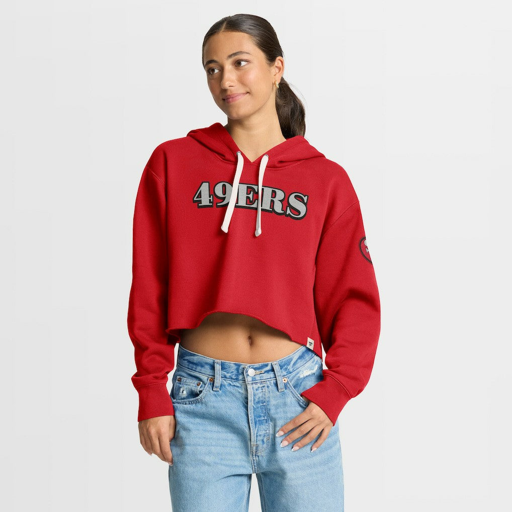 San Francisco 49ers Women's Oversized Hometown Heritage Cropped Hoodie - Scarlet Hoodies