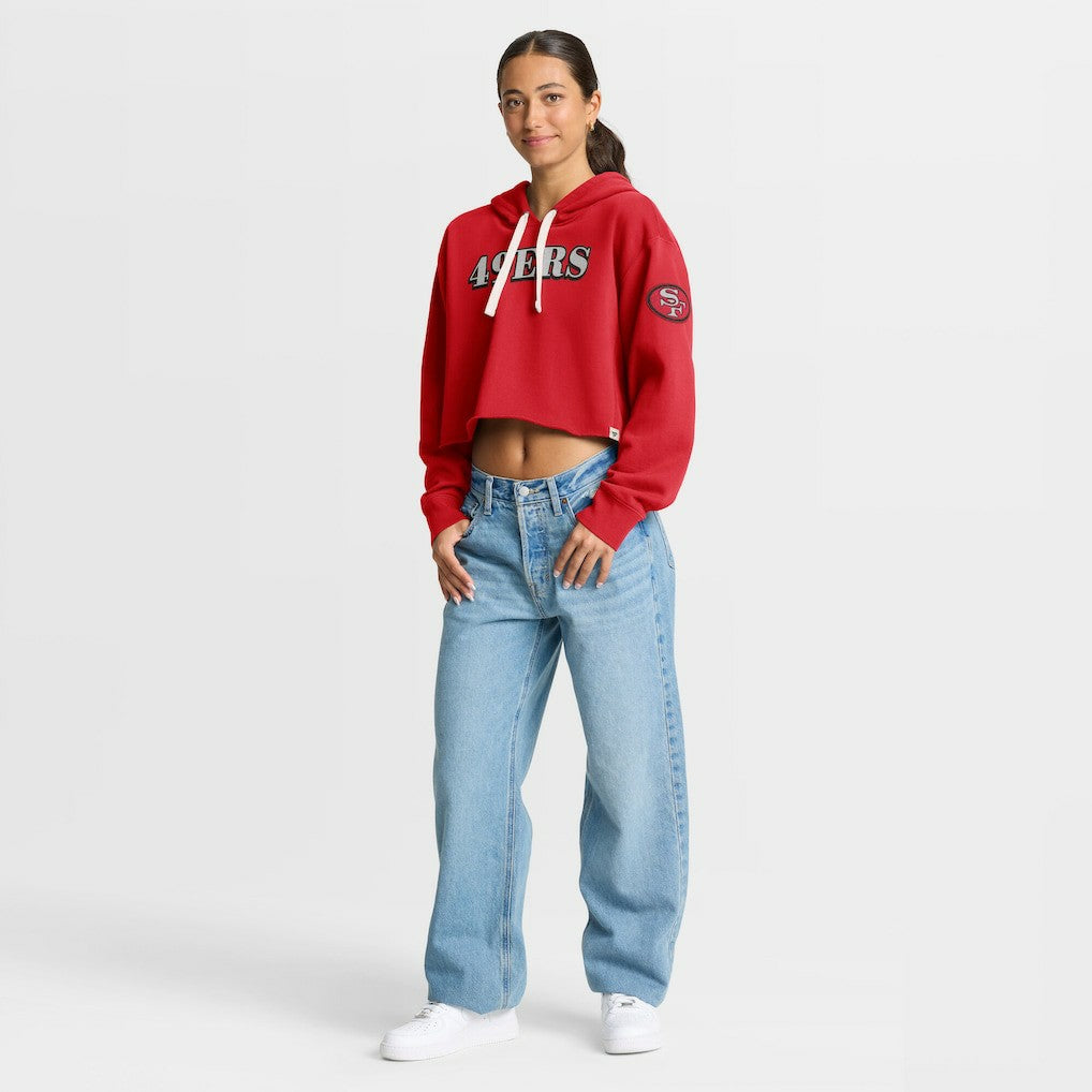 San Francisco 49ers Women's Oversized Hometown Heritage Cropped Hoodie - Scarlet Hoodies