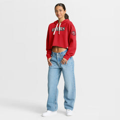 San Francisco 49ers Women's Oversized Hometown Heritage Cropped Hoodie - Scarlet Hoodies
