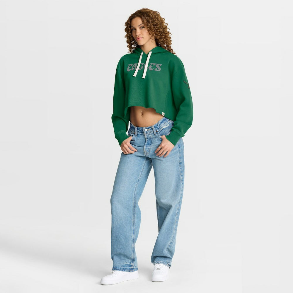 Philadelphia Eagles Women's Oversized Hometown Heritage Cropped Hoodie - Kelly Green Hoodies