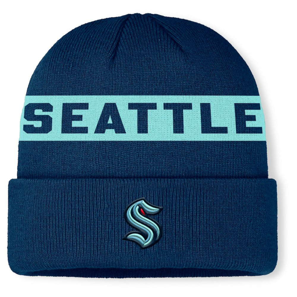 Seattle Kraken Fanatics Authentic Pro Rink Cuffed Knit Hat - Deep Sea Blue | US 202498866