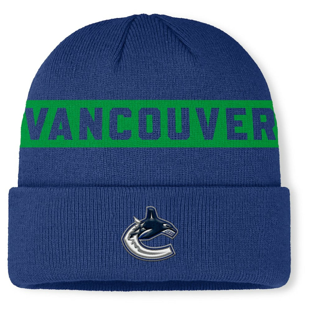 Vancouver Canucks Fanatics Authentic Pro Rink Cuffed Knit Hat - Blue | US 202498876