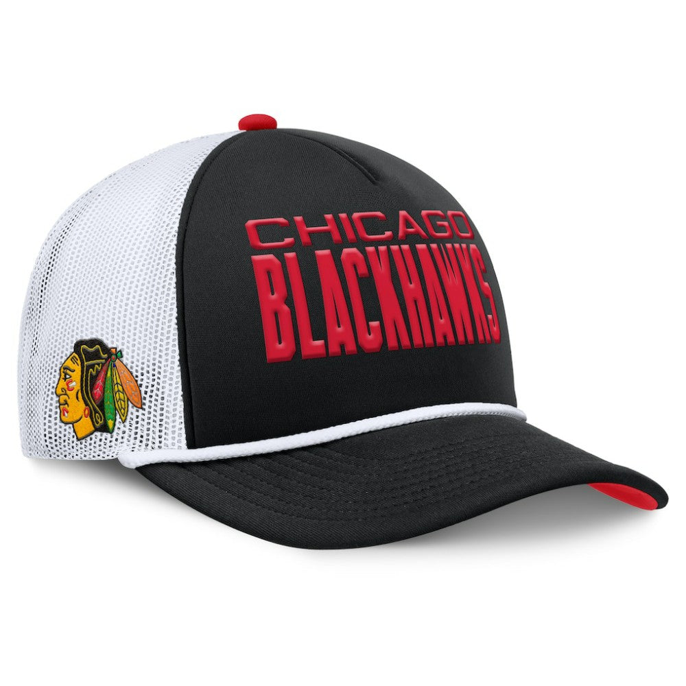 Chicago Blackhawks Fanatics Authentic Pro Rink A-Frame Adjustable Hat - Black/White | US 202498890