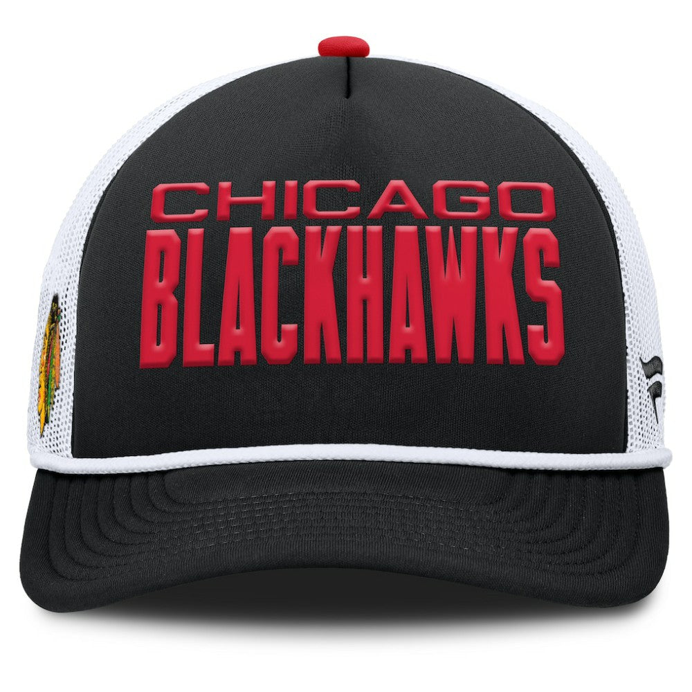 Chicago Blackhawks Fanatics Authentic Pro Rink A-Frame Adjustable Hat - Black/White | US 202498890