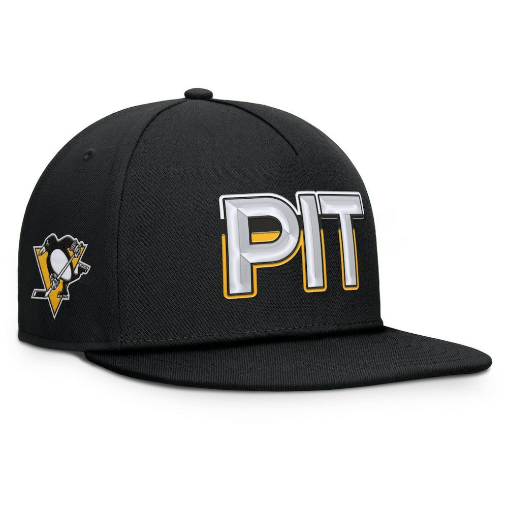 Pittsburgh Penguins Fanatics Authentic Pro Rink Team Code Snapback Hat - Black | US 202498912