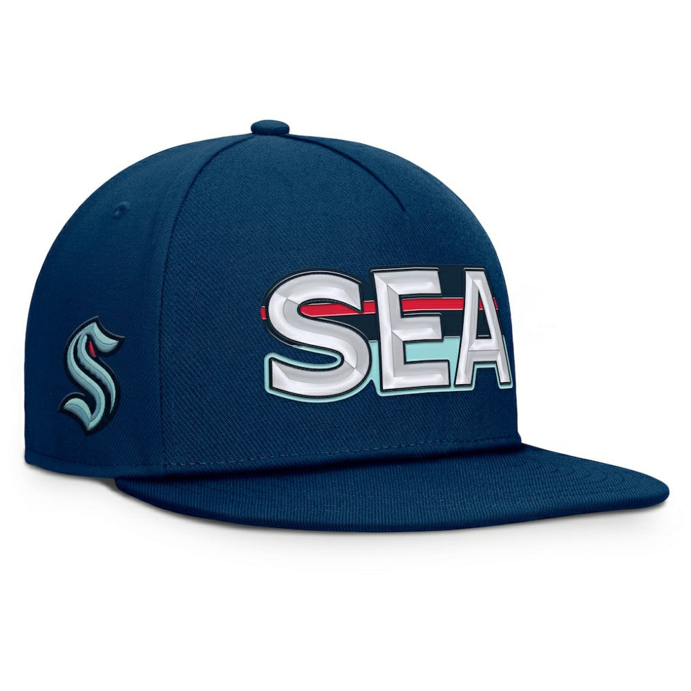 Seattle Kraken Fanatics Authentic Pro Rink Team Code Snapback Hat - Deep Sea Blue | US 202498914