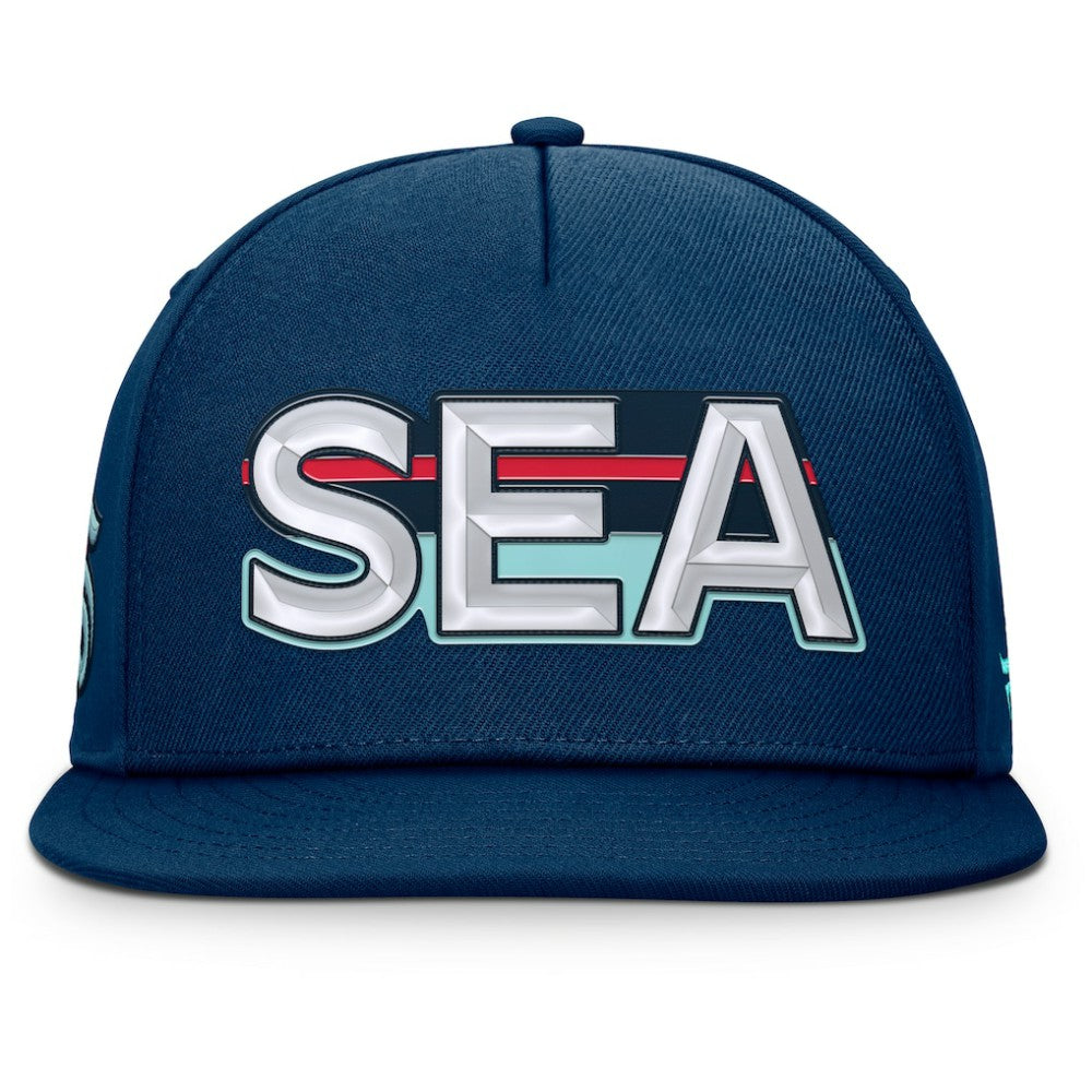 Seattle Kraken Fanatics Authentic Pro Rink Team Code Snapback Hat - Deep Sea Blue | US 202498914