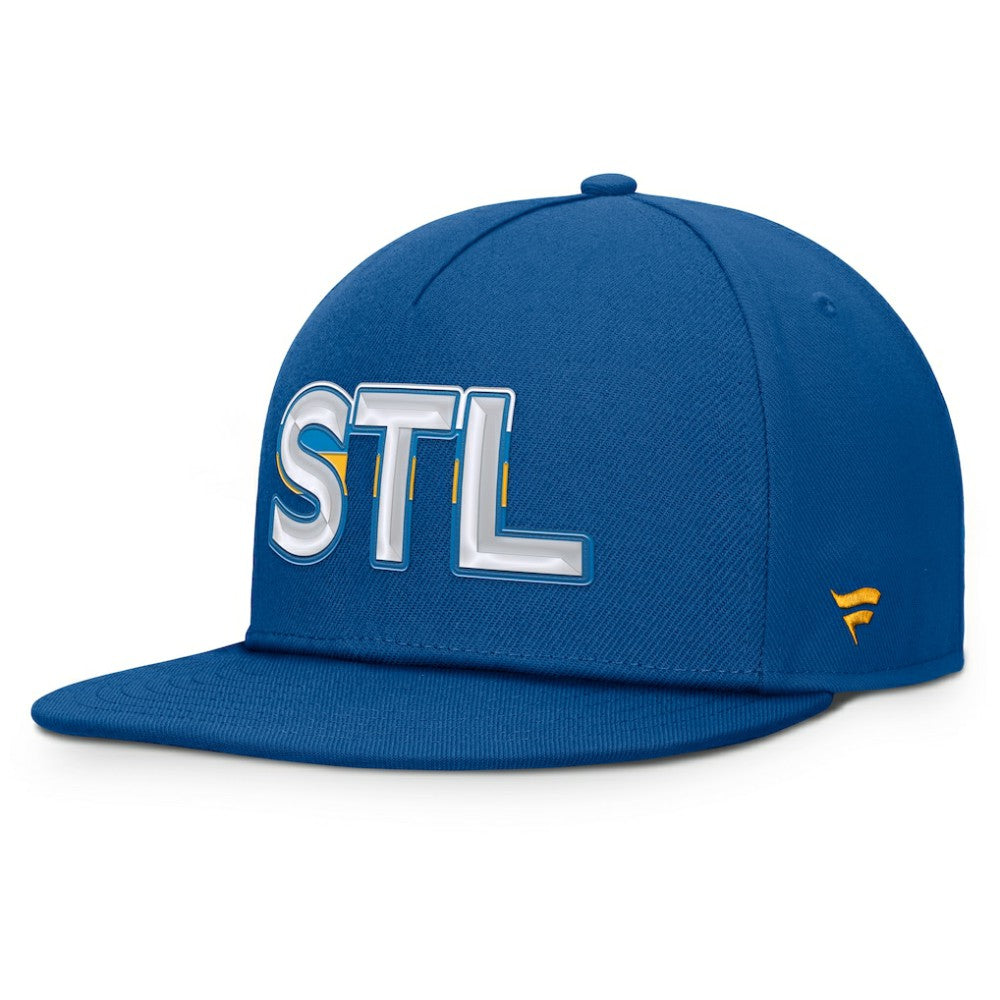 St. Louis Blues Fanatics Authentic Pro Rink Team Code Snapback Hat - Blue | US 202498915
