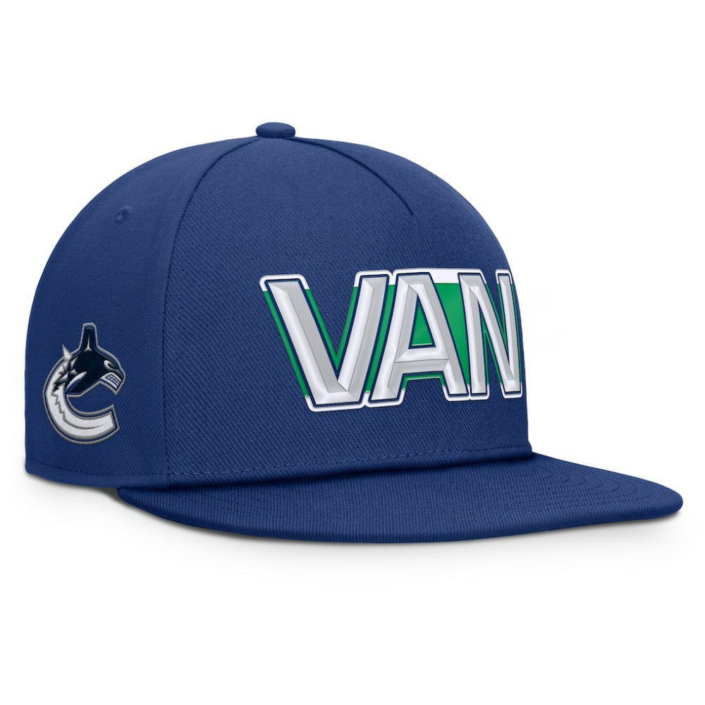 Vancouver Canucks Fanatics Authentic Pro Rink Team Code Snapback Hat - Blue | US 202498918