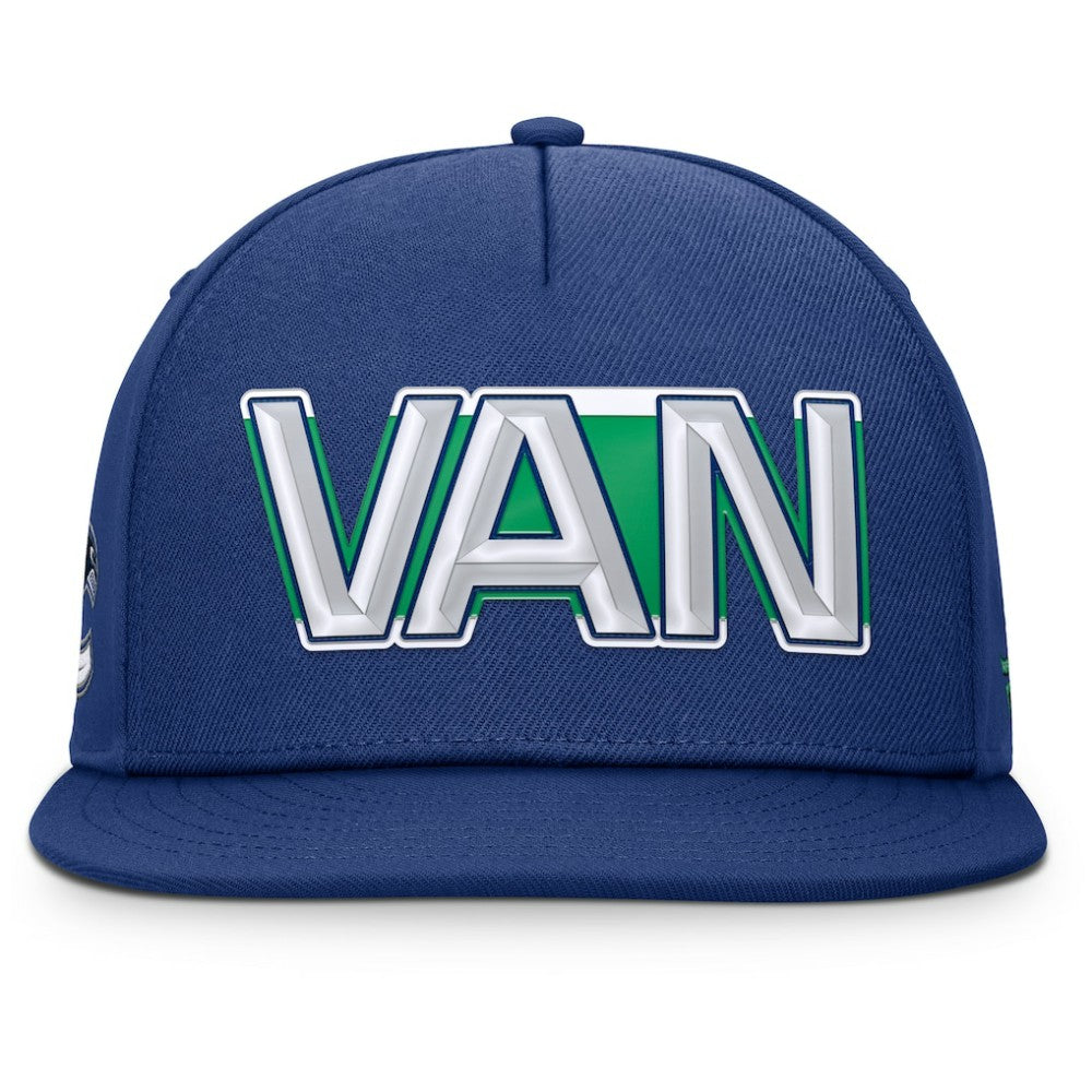 Vancouver Canucks Fanatics Authentic Pro Rink Team Code Snapback Hat - Blue | US 202498918