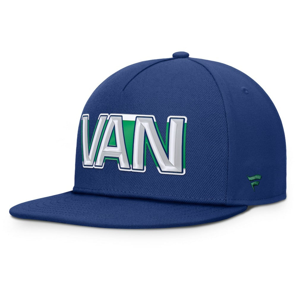 Vancouver Canucks Fanatics Authentic Pro Rink Team Code Snapback Hat - Blue | US 202498918