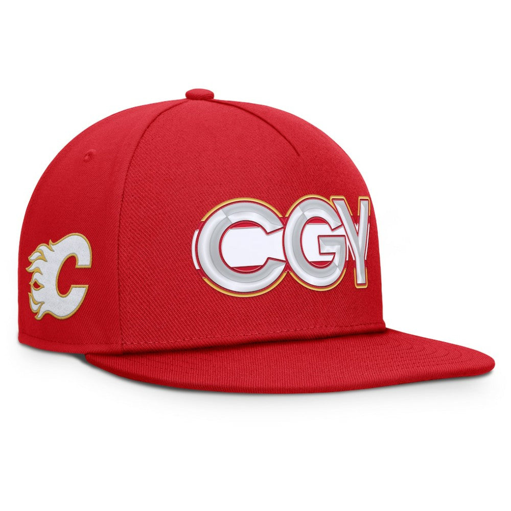 Calgary Flames Fanatics Authentic Pro Rink Team Code Snapback Hat - Red | US 202498925