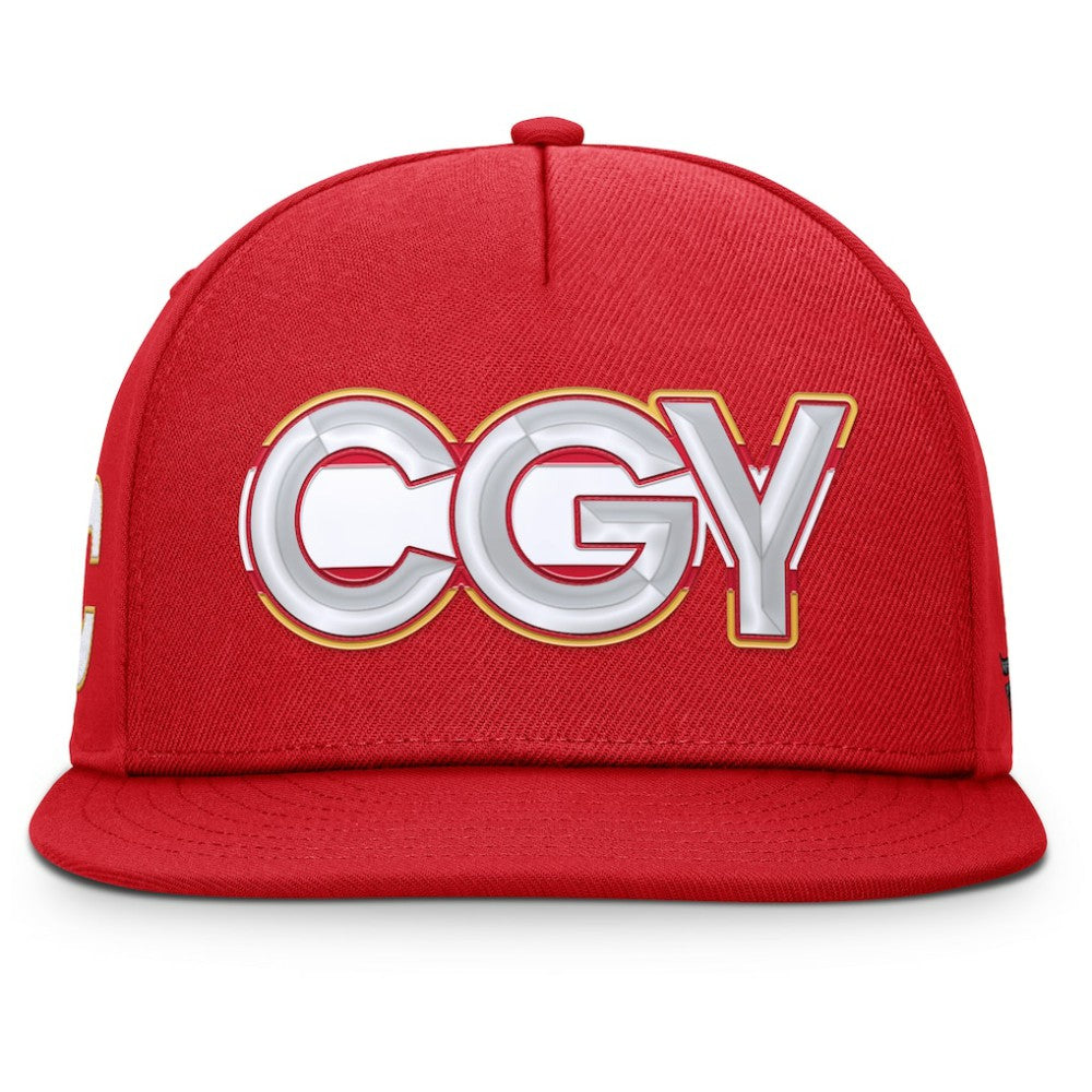 Calgary Flames Fanatics Authentic Pro Rink Team Code Snapback Hat - Red | US 202498925