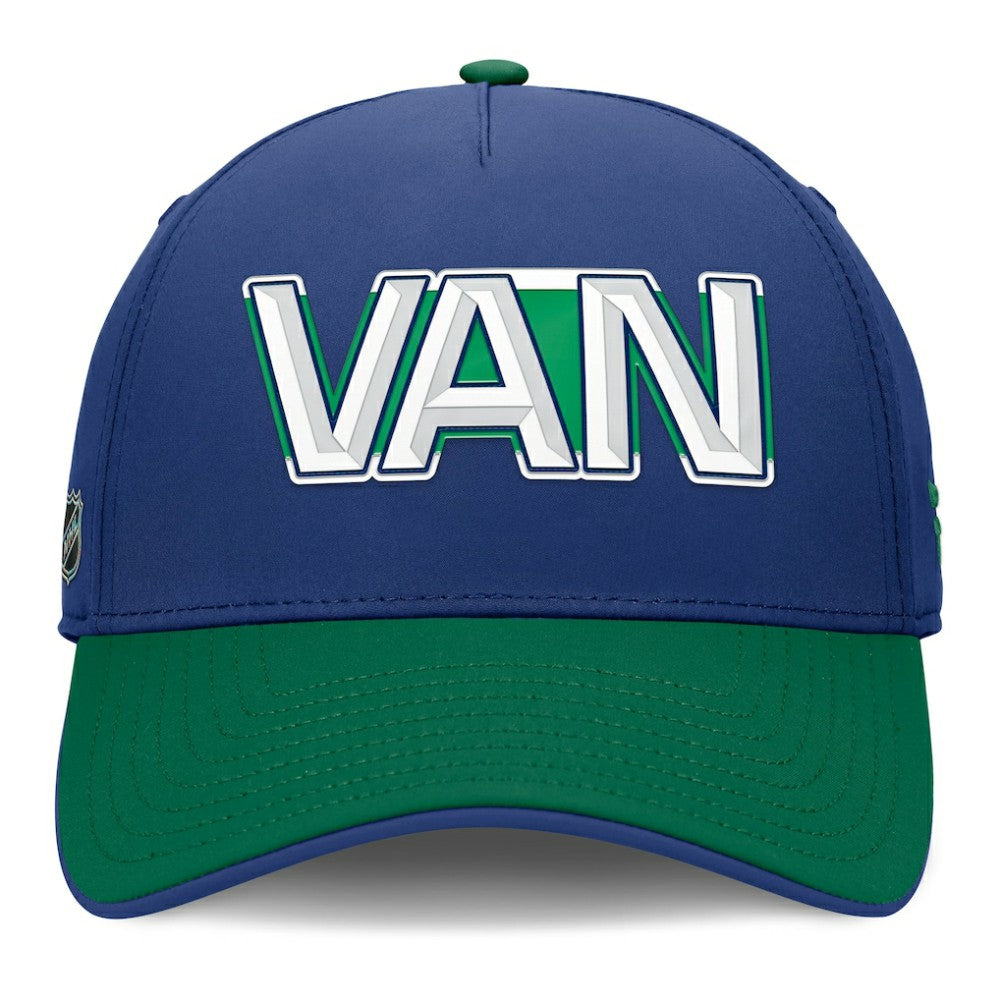 Vancouver Canucks Fanatics Authentic Pro Rink Team Code Flex Hat - Blue/Green | US 202498982