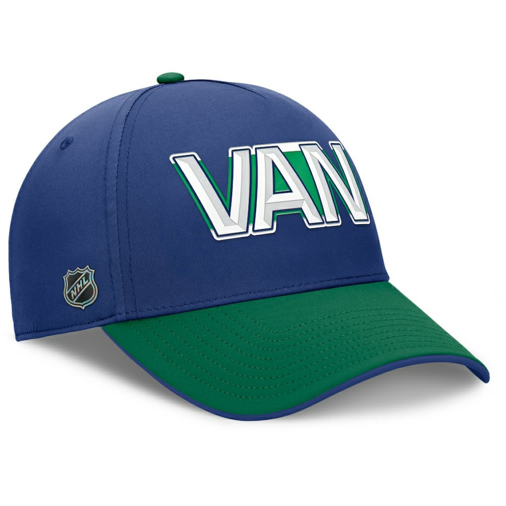 Vancouver Canucks Fanatics Authentic Pro Rink Team Code Flex Hat - Blue/Green | US 202498982