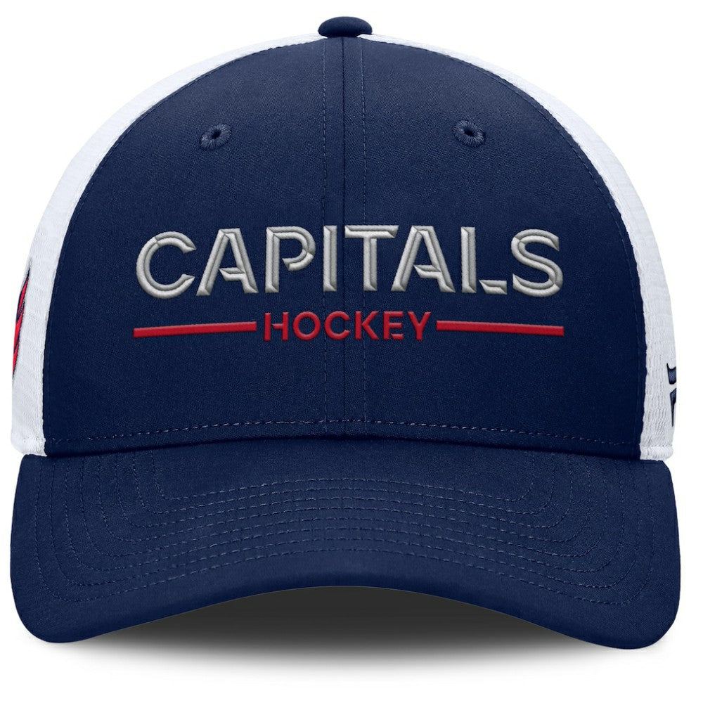 Washington Capitals Fanatics Authentic Pro Rink Lockup Adjustable Trucker Hat - Navy/White | US 202499008